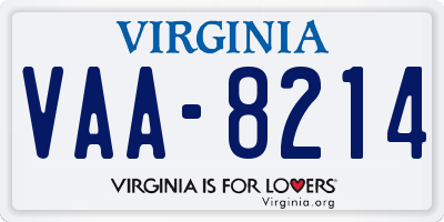 VA license plate VAA8214