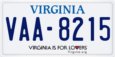 VA license plate VAA8215