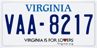 VA license plate VAA8217