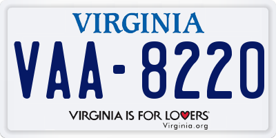 VA license plate VAA8220