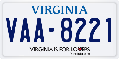 VA license plate VAA8221