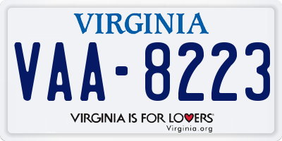 VA license plate VAA8223