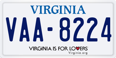 VA license plate VAA8224