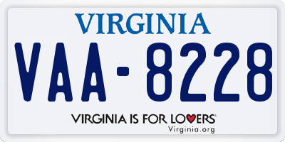 VA license plate VAA8228