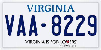 VA license plate VAA8229