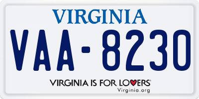 VA license plate VAA8230