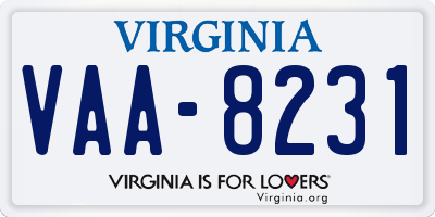 VA license plate VAA8231