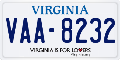 VA license plate VAA8232