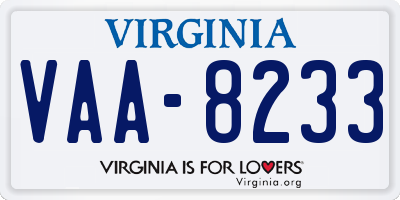 VA license plate VAA8233