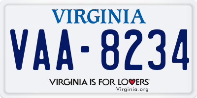 VA license plate VAA8234