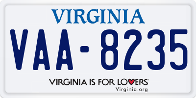 VA license plate VAA8235