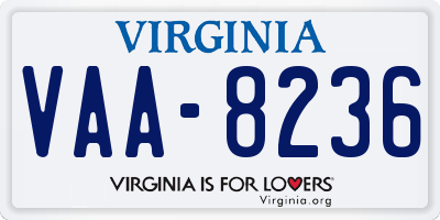 VA license plate VAA8236