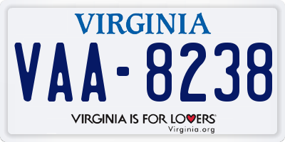 VA license plate VAA8238