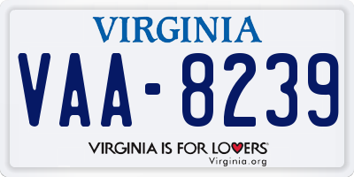 VA license plate VAA8239