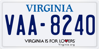 VA license plate VAA8240