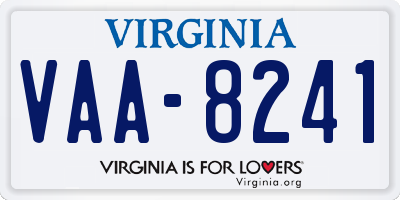 VA license plate VAA8241