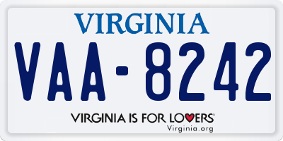 VA license plate VAA8242