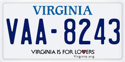 VA license plate VAA8243