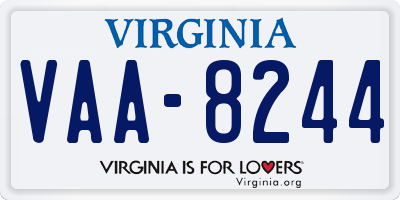 VA license plate VAA8244