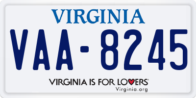 VA license plate VAA8245