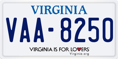 VA license plate VAA8250