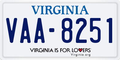 VA license plate VAA8251