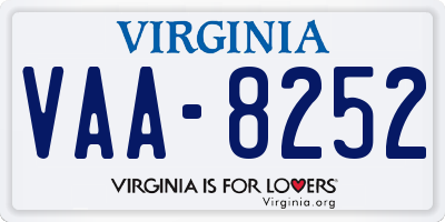 VA license plate VAA8252