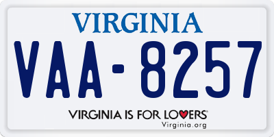 VA license plate VAA8257