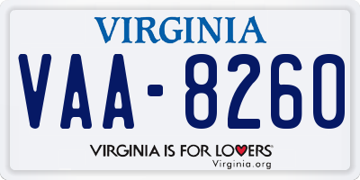 VA license plate VAA8260