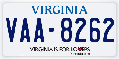 VA license plate VAA8262