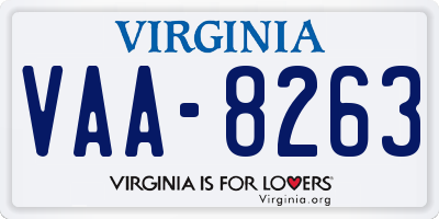 VA license plate VAA8263