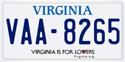 VA license plate VAA8265