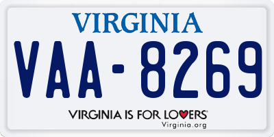 VA license plate VAA8269