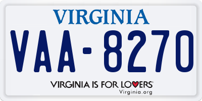 VA license plate VAA8270