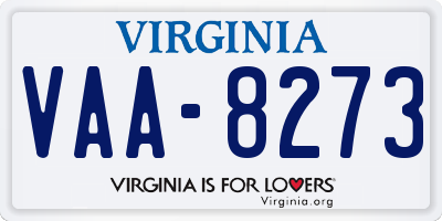 VA license plate VAA8273