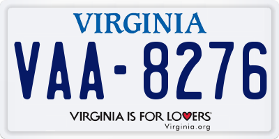 VA license plate VAA8276