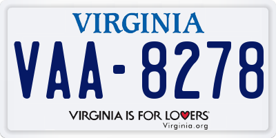 VA license plate VAA8278
