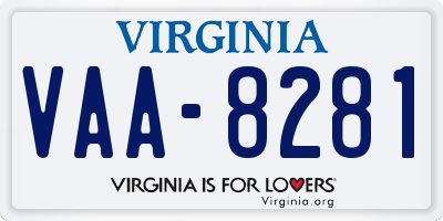 VA license plate VAA8281