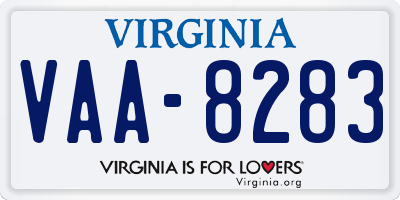 VA license plate VAA8283