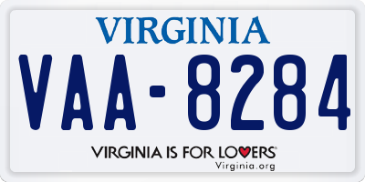 VA license plate VAA8284