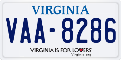 VA license plate VAA8286