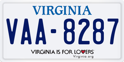 VA license plate VAA8287