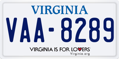 VA license plate VAA8289