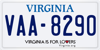 VA license plate VAA8290