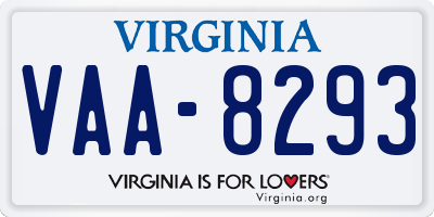 VA license plate VAA8293