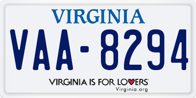 VA license plate VAA8294