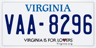 VA license plate VAA8296