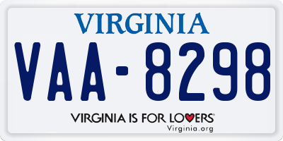 VA license plate VAA8298