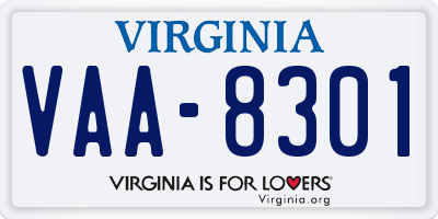 VA license plate VAA8301