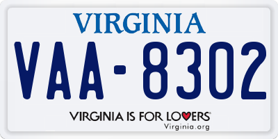 VA license plate VAA8302